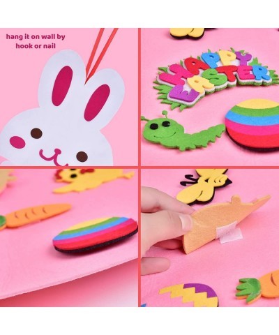 Toddlers Easter Felt Board Decorations for Home Easter DIY Rabbit Crafts Ornaments with 29pcs Hanging Kit for Kids Wall Windo...