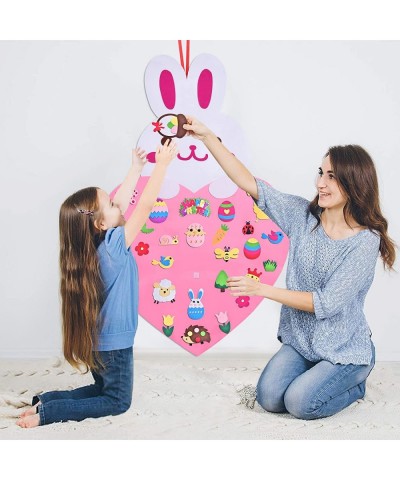 Toddlers Easter Felt Board Decorations for Home Easter DIY Rabbit Crafts Ornaments with 29pcs Hanging Kit for Kids Wall Windo...