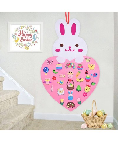 Toddlers Easter Felt Board Decorations for Home Easter DIY Rabbit Crafts Ornaments with 29pcs Hanging Kit for Kids Wall Windo...