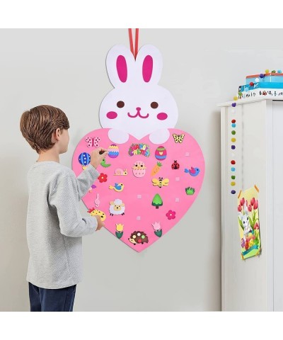 Toddlers Easter Felt Board Decorations for Home Easter DIY Rabbit Crafts Ornaments with 29pcs Hanging Kit for Kids Wall Windo...