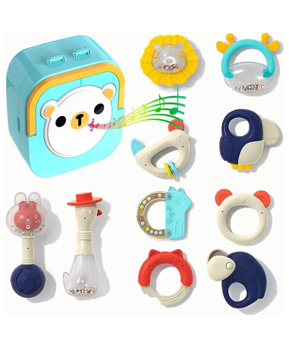 10pcs Baby Rattles 0-6 Months Teething Toys for Babies 6-12 Months Newborn Baby Toys Musical Hand Drum Storage Box Early Educ...