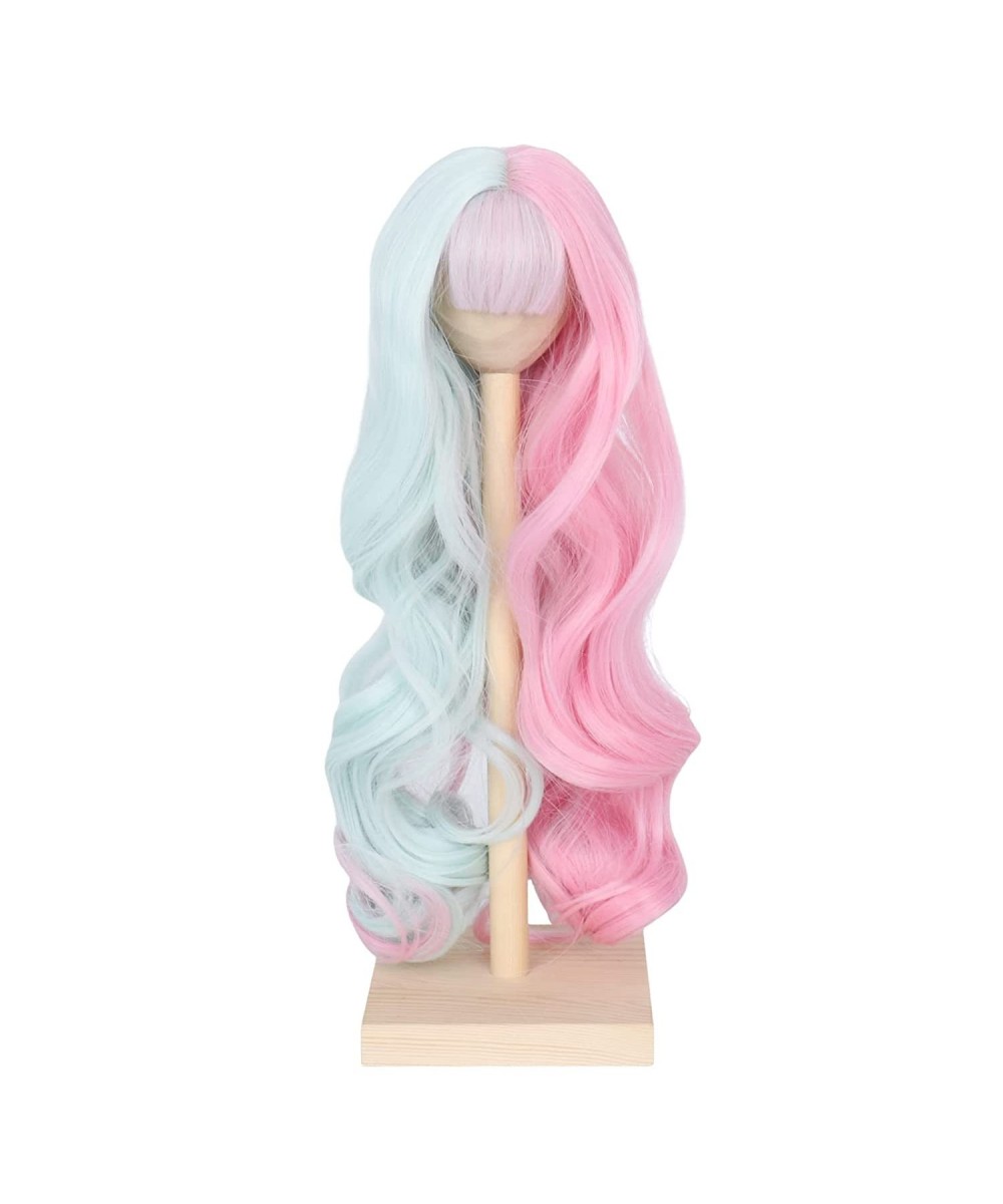 Missuhair 8-9inch 1/3 Bjd Doll Wig Long Wavy Green Pink C-part High Temperature Fiber DIY Hair Wigs $26.80 Dolls