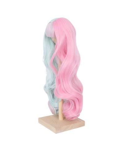 Missuhair 8-9inch 1/3 Bjd Doll Wig Long Wavy Green Pink C-part High Temperature Fiber DIY Hair Wigs $26.80 Dolls