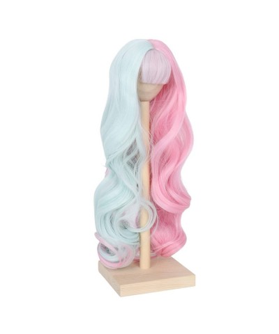 Missuhair 8-9inch 1/3 Bjd Doll Wig Long Wavy Green Pink C-part High Temperature Fiber DIY Hair Wigs $26.80 Dolls