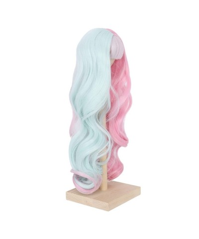 Missuhair 8-9inch 1/3 Bjd Doll Wig Long Wavy Green Pink C-part High Temperature Fiber DIY Hair Wigs $26.80 Dolls