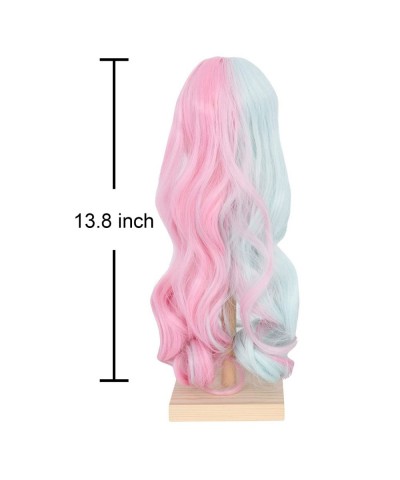 Missuhair 8-9inch 1/3 Bjd Doll Wig Long Wavy Green Pink C-part High Temperature Fiber DIY Hair Wigs $26.80 Dolls