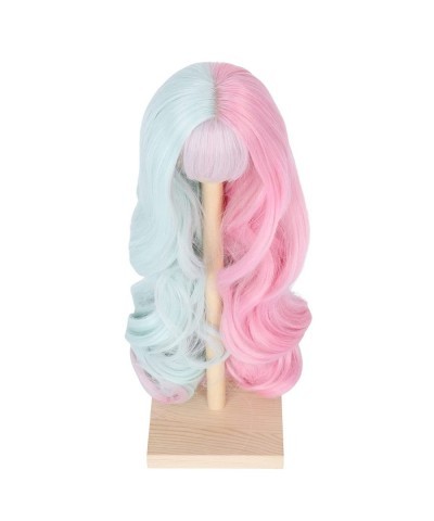 Missuhair 8-9inch 1/3 Bjd Doll Wig Long Wavy Green Pink C-part High Temperature Fiber DIY Hair Wigs $26.80 Dolls