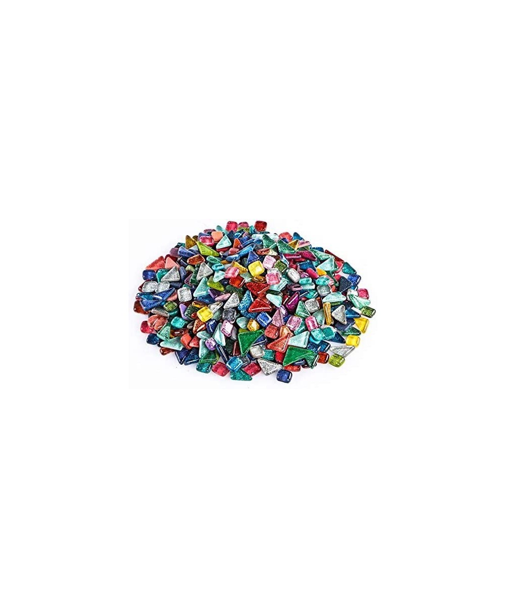 2 Pound Decorative Mosaic Tiles Assorted Colors Mosaic Pieces Glitter Glass Mosaic Supplies for Crafts DIY Project (Irregular...