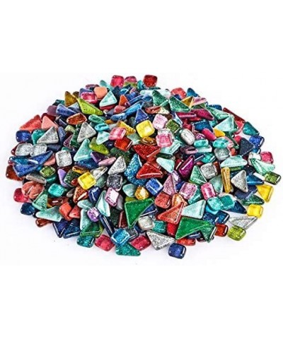 2 Pound Decorative Mosaic Tiles Assorted Colors Mosaic Pieces Glitter Glass Mosaic Supplies for Crafts DIY Project (Irregular...