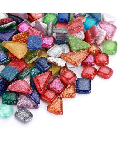 2 Pound Decorative Mosaic Tiles Assorted Colors Mosaic Pieces Glitter Glass Mosaic Supplies for Crafts DIY Project (Irregular...