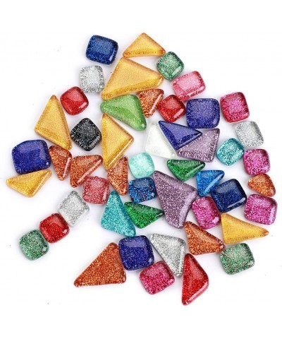 2 Pound Decorative Mosaic Tiles Assorted Colors Mosaic Pieces Glitter Glass Mosaic Supplies for Crafts DIY Project (Irregular...