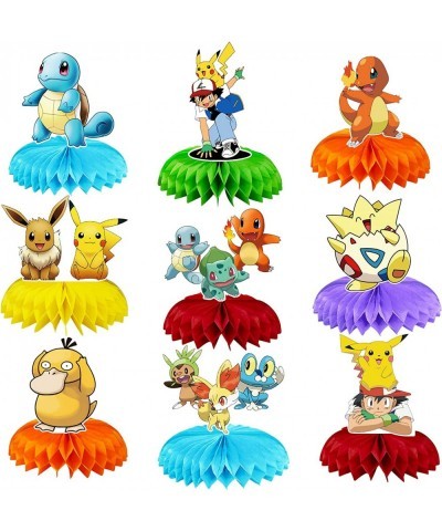 9PCS Cartoon Themed Honeycomb Table Decorations for Kids Birthday Party Colorful Cartoon Pet Honeycomb Table Toppers Decorati...