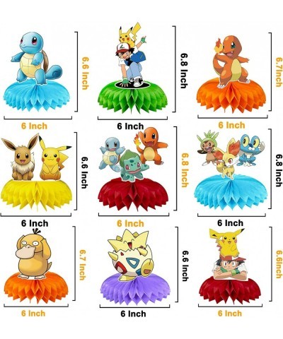 9PCS Cartoon Themed Honeycomb Table Decorations for Kids Birthday Party Colorful Cartoon Pet Honeycomb Table Toppers Decorati...