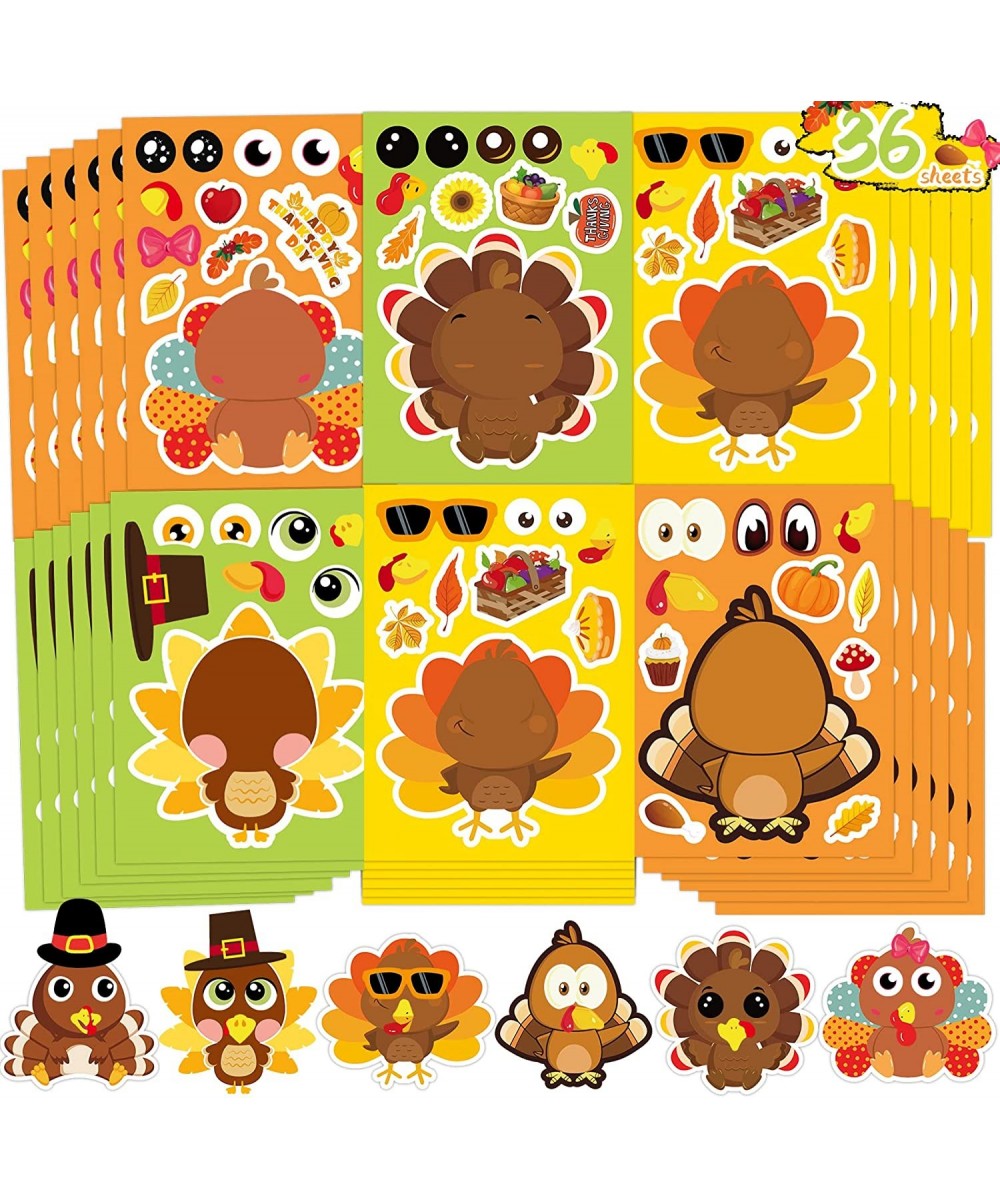 Thanksgiving Stickers for Kids 36 Sheets Make A Turkey Stickers Thanksgiving Activities for Kids Thanksgiving Party Games for...