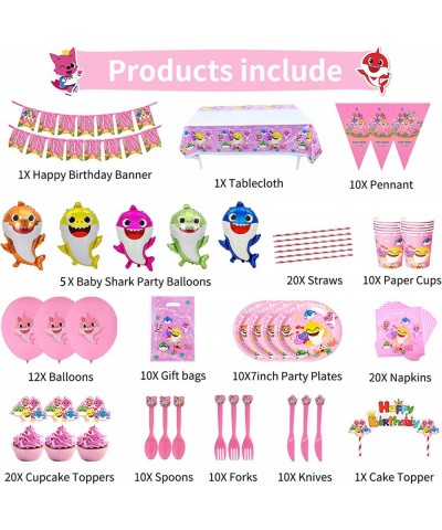 Baby Party Supplies For Girls-Decorations-Happy Birthday Banner Cake Topper Pennant Tablecloth Party Balloons and Tableware f...