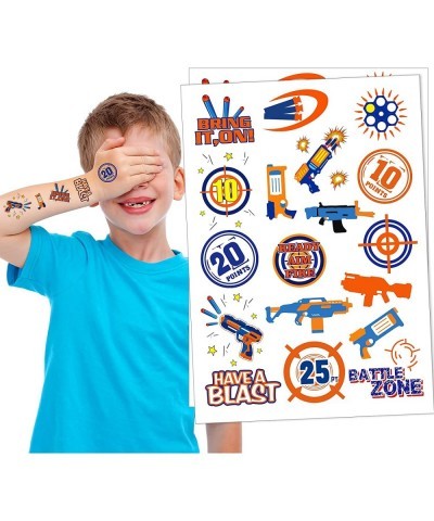 Dart War Party Supplies Temporary Tattoos for Kids - More Than 40 Styles Cutouts Blaster Gun Party Birthday Party Favors-4 Sh...