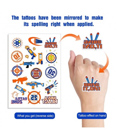 Dart War Party Supplies Temporary Tattoos for Kids - More Than 40 Styles Cutouts Blaster Gun Party Birthday Party Favors-4 Sh...