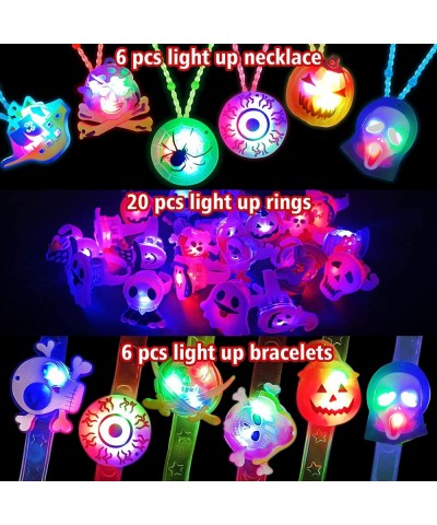 Halloween Party Favors Toys for kids 32 Pcs Halloween Treats non Candy with Led Light up Necklace Bracelets and Rings Glow in...