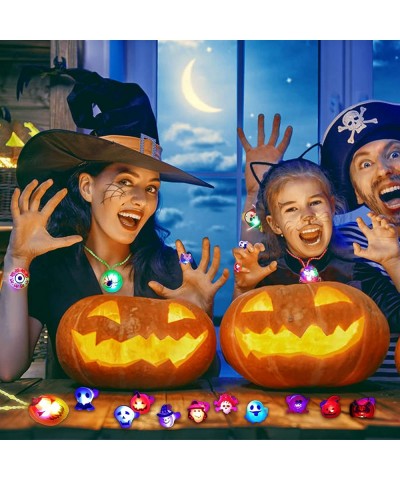 Halloween Party Favors Toys for kids 32 Pcs Halloween Treats non Candy with Led Light up Necklace Bracelets and Rings Glow in...