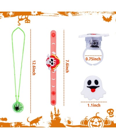 Halloween Party Favors Toys for kids 32 Pcs Halloween Treats non Candy with Led Light up Necklace Bracelets and Rings Glow in...