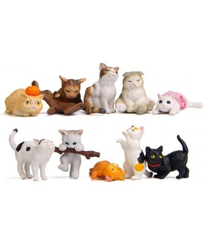 10 Pcs Kawaii Miniature Cat Figurines Character Toy Cake Toppers Mini Cat Animal Figures Collection Playset Desk Decoration $...