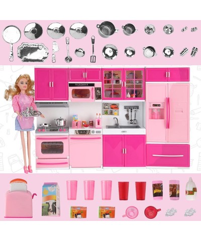 Deluxe My Modern Kitchen Mini Playset with Doll | Pink Kitchen Toys Pretend Play House Appliance Set & Accessories w/ Lights ...