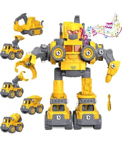 Take Apart Robot Toys for 5+ Years Old Boys 5 in 1 STEM Toys Vehicles Transform into Construction Robot Building Toys Truck w...