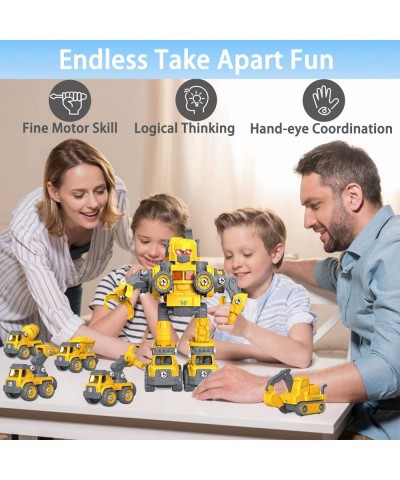 Take Apart Robot Toys for 5+ Years Old Boys 5 in 1 STEM Toys Vehicles Transform into Construction Robot Building Toys Truck w...