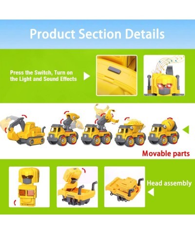 Take Apart Robot Toys for 5+ Years Old Boys 5 in 1 STEM Toys Vehicles Transform into Construction Robot Building Toys Truck w...