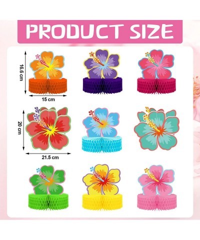 9 Pcs Hawaii Luau Honeycomb Centerpieces Hibiscus Flower Decorations Tropical Tiki Party Decorations Table Toppers for Summer...