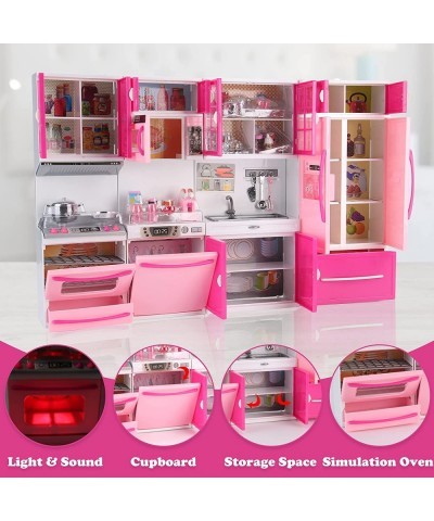 Deluxe My Modern Kitchen Mini Playset with Doll | Pink Kitchen Toys Pretend Play House Appliance Set & Accessories w/ Lights ...