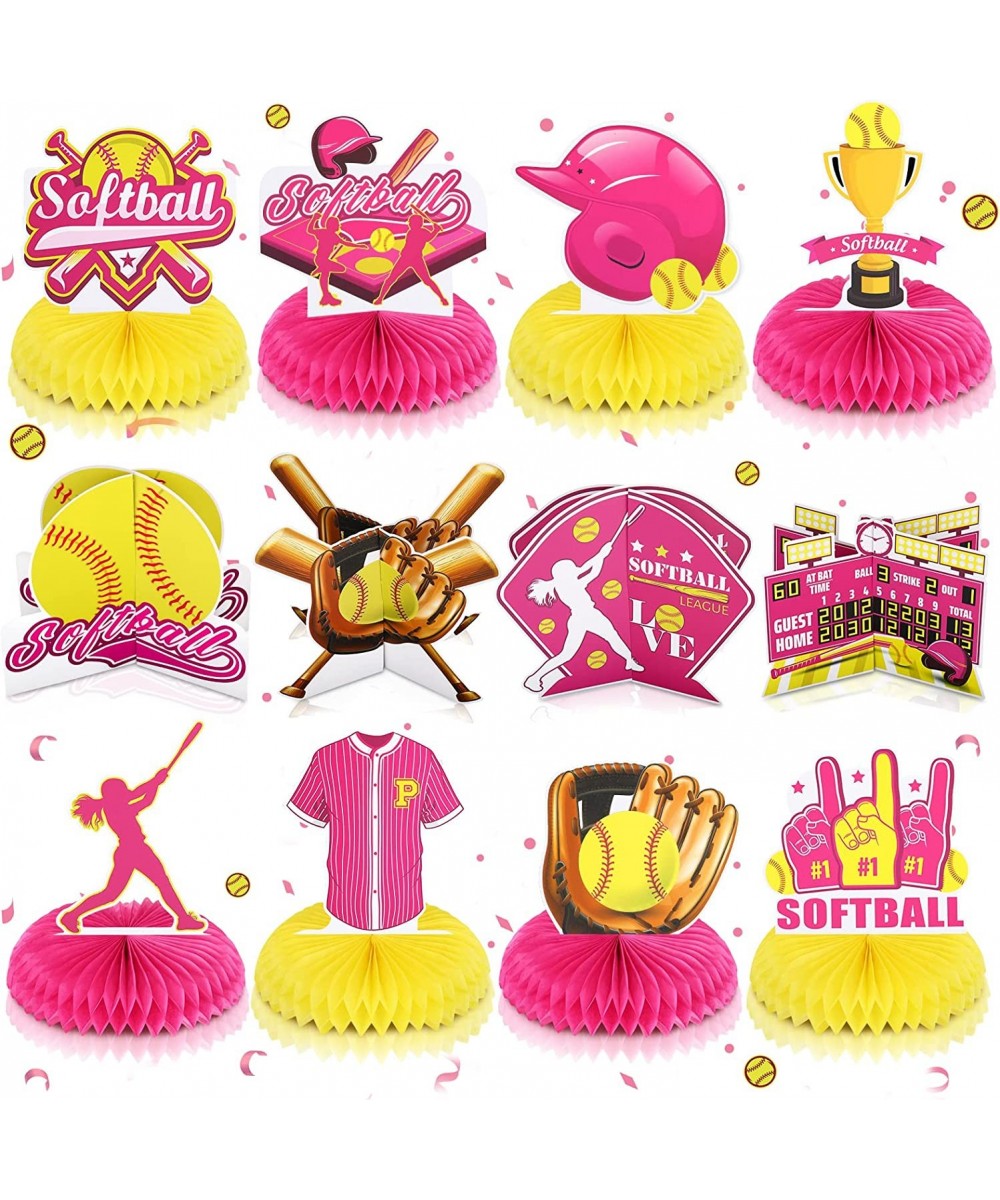 12 Pcs Softball Party Decorations Softball Honeycomb Centerpieces Softball Theme Table Decoration Tables Centerpieces for Kid...