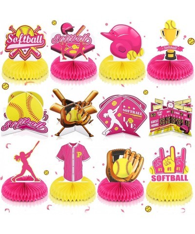 12 Pcs Softball Party Decorations Softball Honeycomb Centerpieces Softball Theme Table Decoration Tables Centerpieces for Kid...