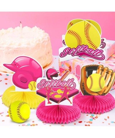 12 Pcs Softball Party Decorations Softball Honeycomb Centerpieces Softball Theme Table Decoration Tables Centerpieces for Kid...