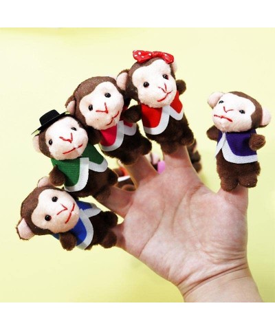 Five Little Monkeys Finger Puppets 7pcs Cute Plush Puppets Bedtime Story Toy Storytelling Theater Doll for Toddlers Kids(5 Li...