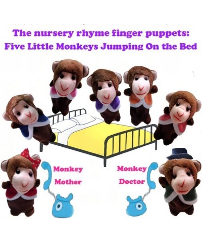 Five Little Monkeys Finger Puppets 7pcs Cute Plush Puppets Bedtime Story Toy Storytelling Theater Doll for Toddlers Kids(5 Li...