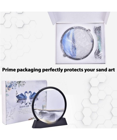 12" Moving Sand Art Picture Sand Art Liquid Motion Round Glass 3D Deep Sea Sandscape in Motion Display Flowing Sand Frame Des...