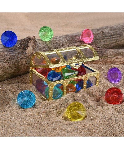 Diving Gem Pool Toy 12 Diamonds Set with Treasure Pirate Box Summer Swimming Gem Pirate Diving Toys Underwater Toy for Pool U...