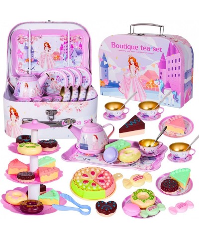 39PCS Tea Party Set for Little Girls Kitchen Pretend Play Tea Time Toys with Dessert Cookies Doughnut Teapot Princess Girls G...