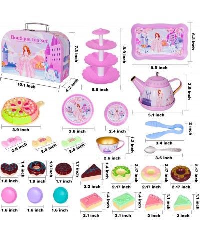 39PCS Tea Party Set for Little Girls Kitchen Pretend Play Tea Time Toys with Dessert Cookies Doughnut Teapot Princess Girls G...