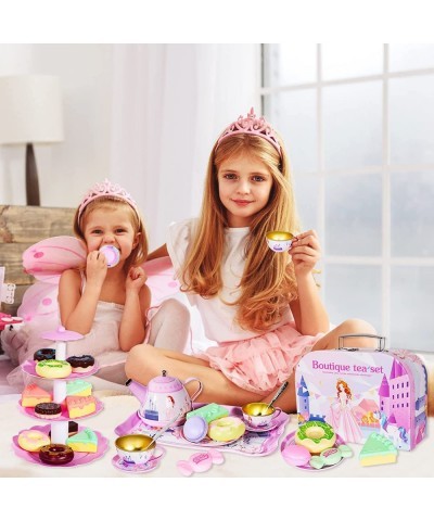 39PCS Tea Party Set for Little Girls Kitchen Pretend Play Tea Time Toys with Dessert Cookies Doughnut Teapot Princess Girls G...