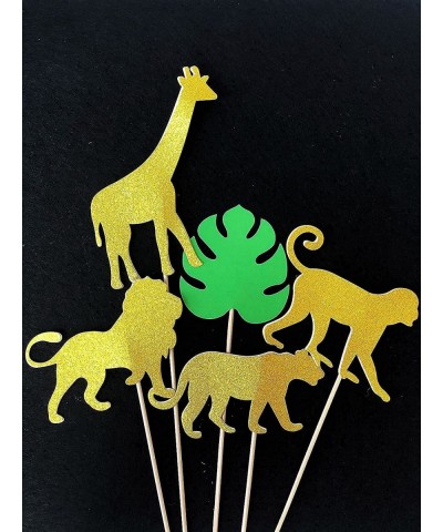 15-Pack Glitter Gold Double Sided Jungle Safari Animal Centerpiece Sticks-Jungle Safari Animal Party Decorations-Animal Theme...