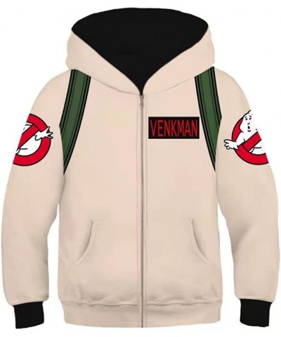 Kids Ghostbusters Peter Venkman Hoodie Costume Venkman Cosplay Sweatshirt Hoodies Jacket Outfit $46.41 Kids' Costumes