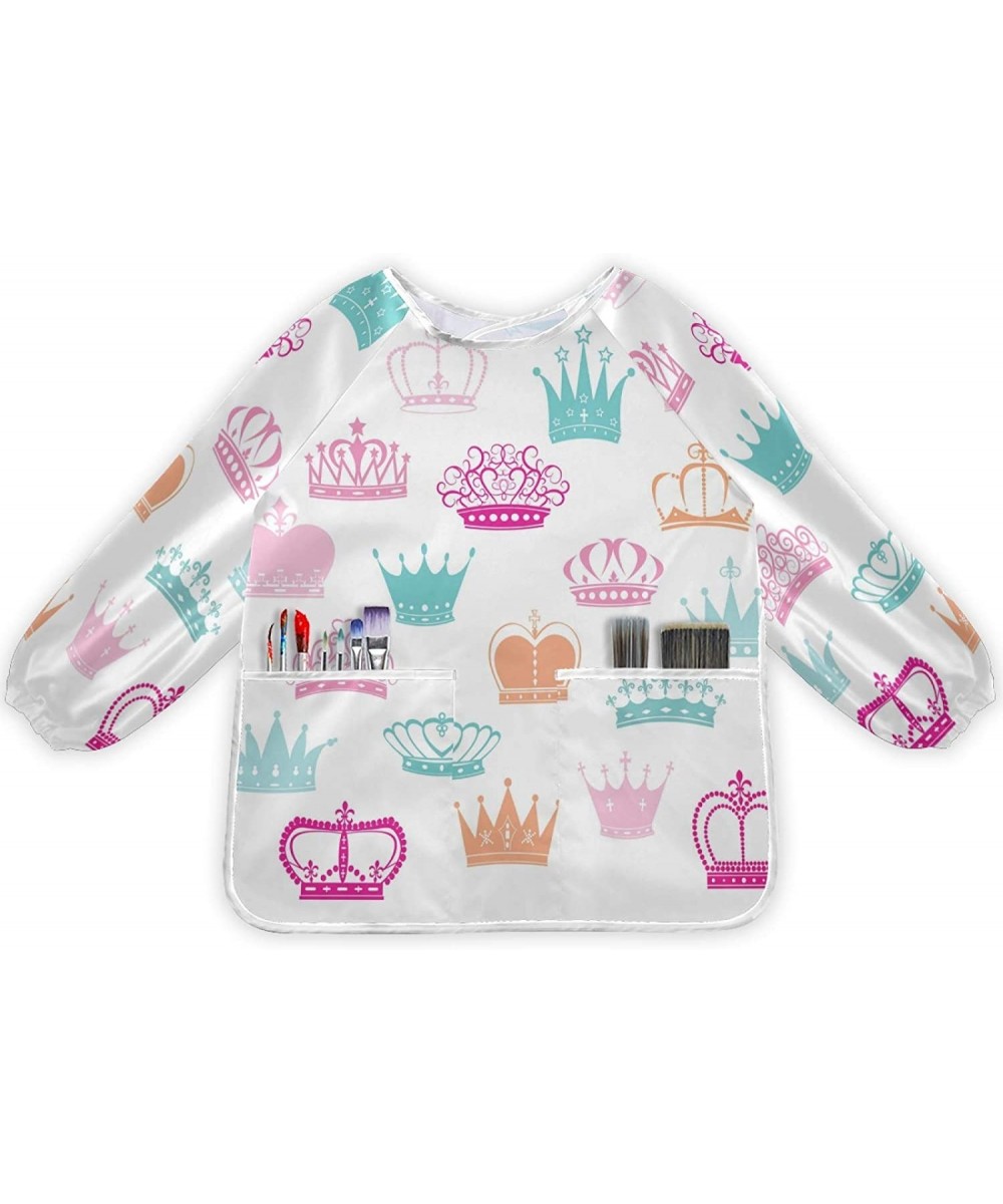 Waterproof Children Art Smock Princess Crown Kids Art Aprons with 3 Roomy Pockets Painting Supplies (Paints and Brushes not I...