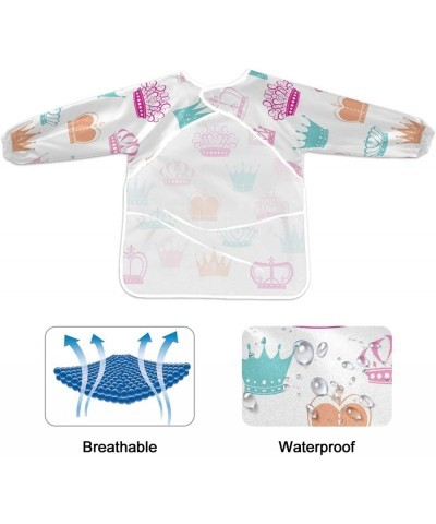 Waterproof Children Art Smock Princess Crown Kids Art Aprons with 3 Roomy Pockets Painting Supplies (Paints and Brushes not I...