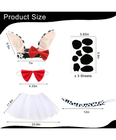 7 Pcs Dalmatian Costume Set 3 Pcs Dalmatian Headband Spotted Dog Tie Bow Tie 3 Sheets Adhesive Felt Circles Felt Pads and 1 P...