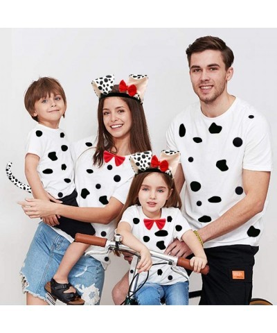 7 Pcs Dalmatian Costume Set 3 Pcs Dalmatian Headband Spotted Dog Tie Bow Tie 3 Sheets Adhesive Felt Circles Felt Pads and 1 P...