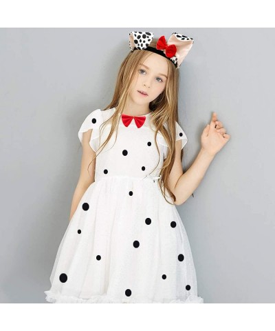 7 Pcs Dalmatian Costume Set 3 Pcs Dalmatian Headband Spotted Dog Tie Bow Tie 3 Sheets Adhesive Felt Circles Felt Pads and 1 P...