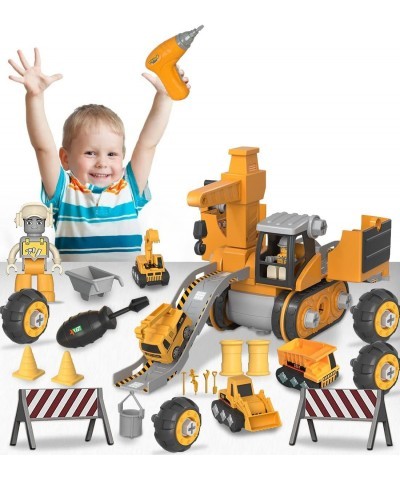 Take Apart Truck Excavator Toys Set Toddler Toy Excavator Car Construction Vehicle Toys Set with 4 Cars Mini Excavator Vehicl...