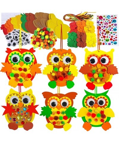 24 Sets Foam Owl Decorations DIY Owl Fall Craft Kit Assorted Foam Owl Shapes with Autumn Leaves Pumpkins Googly Eyes Pom-Poms...